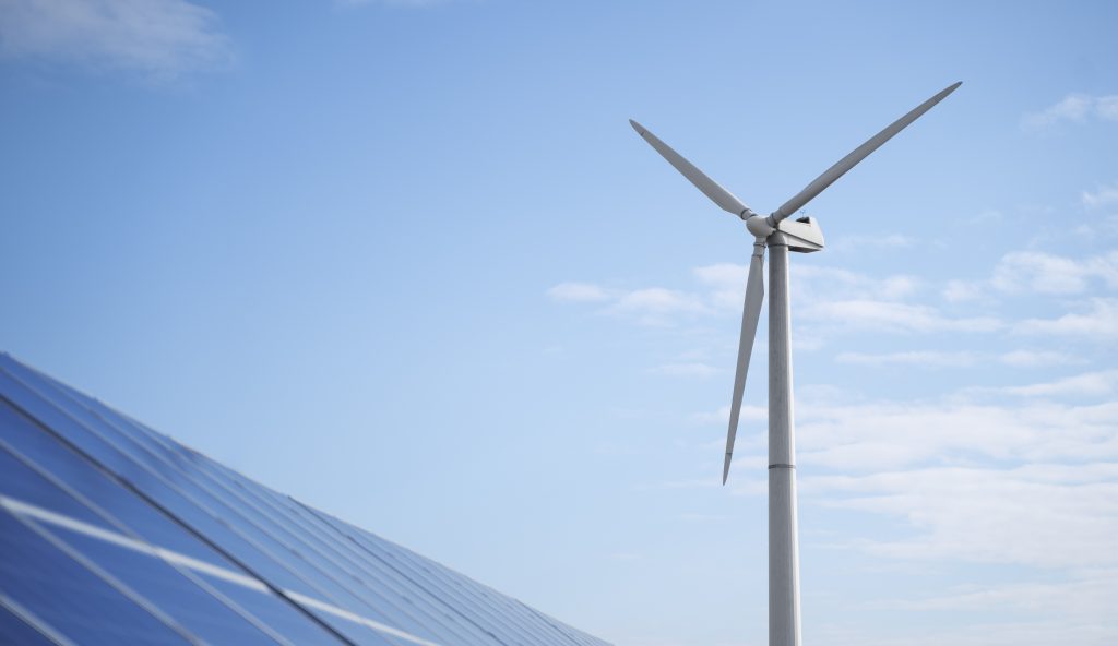 solar pannels wind power plant arrangement